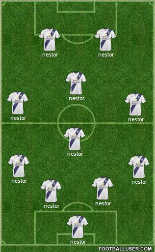 Deportivo Merlo 4-3-1-2 football formation