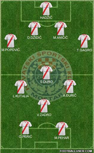 HSK Zrinjski Mostar 4-3-1-2 football formation