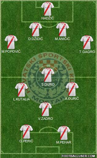 HSK Zrinjski Mostar football formation