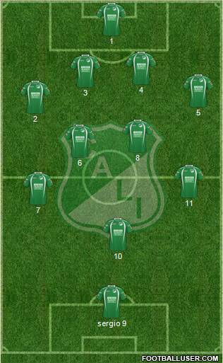 AC Deportivo Cali 4-5-1 football formation