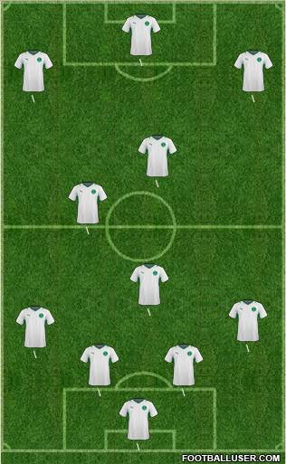 Saudi Arabia 3-5-1-1 football formation