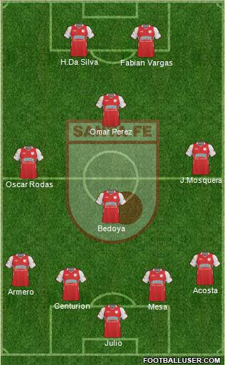 Santa Fe CD 4-4-2 football formation