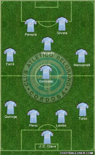 Belgrano de Córdoba 4-3-1-2 football formation