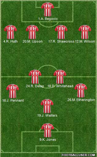 Stoke City 4-4-1-1 football formation