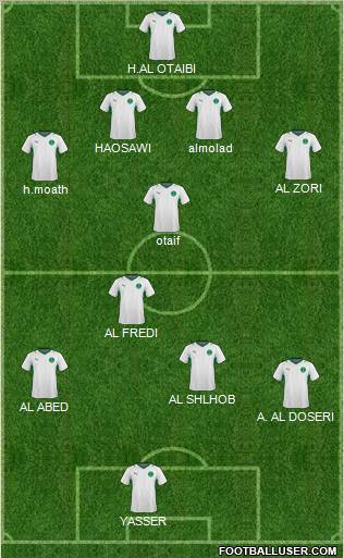 Saudi Arabia 4-2-3-1 football formation