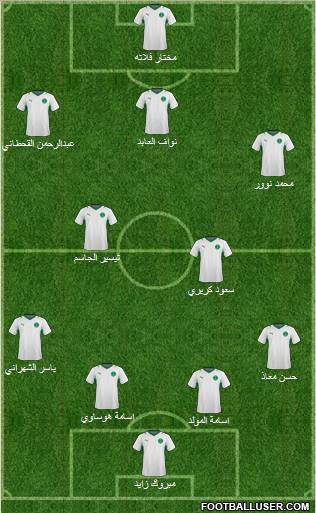 Saudi Arabia 4-4-1-1 football formation