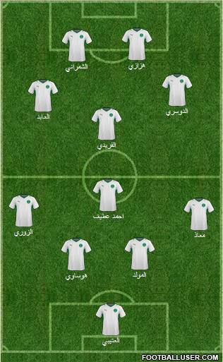 Saudi Arabia 4-1-3-2 football formation