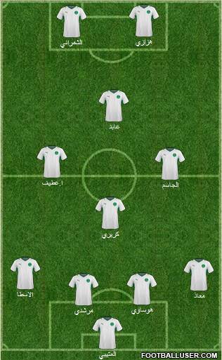 Saudi Arabia 4-1-3-2 football formation