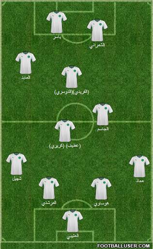 Saudi Arabia 4-4-2 football formation