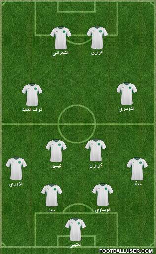 Saudi Arabia 4-4-2 football formation