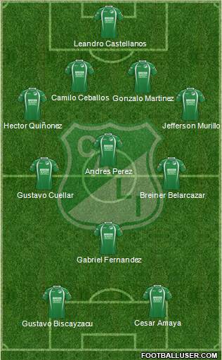 AC Deportivo Cali 4-3-1-2 football formation