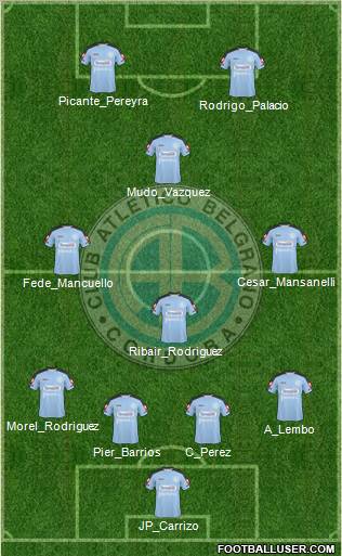 Belgrano de Córdoba 4-3-1-2 football formation