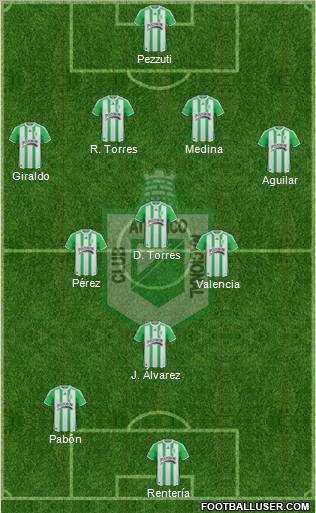 CDC Atlético Nacional 4-3-1-2 football formation