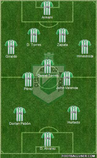 CDC Atlético Nacional 4-3-2-1 football formation