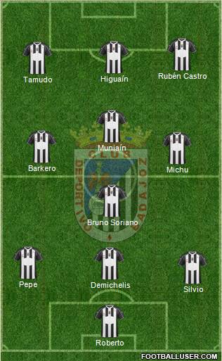 C.D. Badajoz S.A.D. 3-4-3 football formation