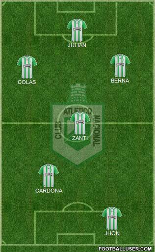 CDC Atlético Nacional 5-4-1 football formation