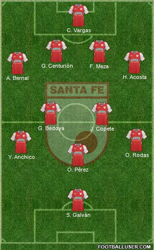 Santa Fe CD 4-5-1 football formation