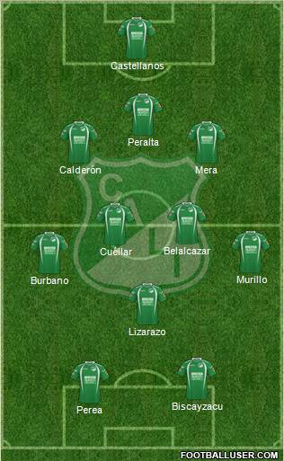 AC Deportivo Cali 3-4-1-2 football formation