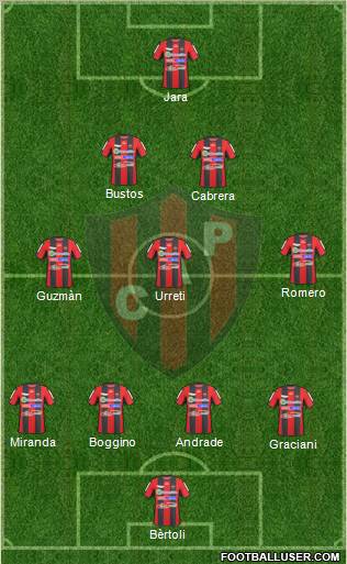 Patronato de Paraná 4-3-2-1 football formation