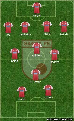 Santa Fe CD 4-4-2 football formation