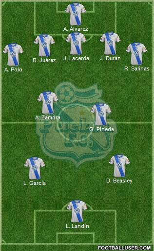 Club Puebla de la Franja 5-4-1 football formation