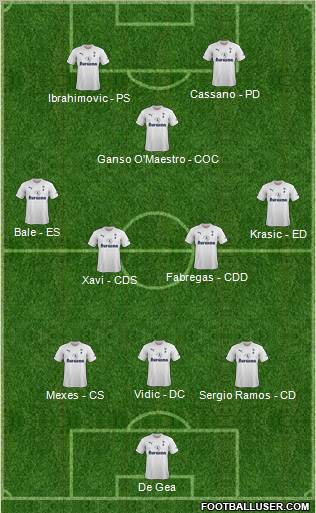 Tottenham Hotspur Formation 2012