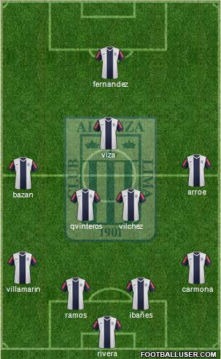 C Alianza Lima 4-5-1 football formation