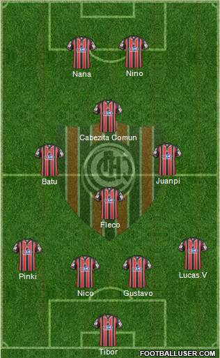 Chacarita Juniors 4-3-1-2 football formation