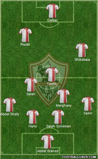 Zamalek Sporting Club 4-3-1-2 football formation