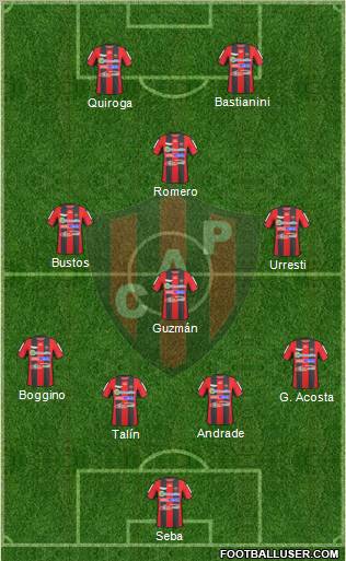 Patronato de Paraná 4-3-1-2 football formation