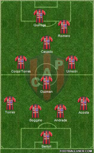 Patronato de Paraná 4-3-1-2 football formation