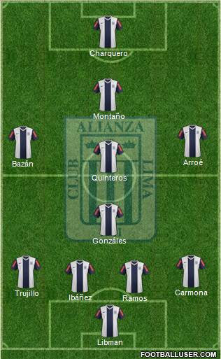 C Alianza Lima 4-1-4-1 football formation