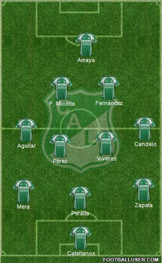 AC Deportivo Cali 3-4-2-1 football formation
