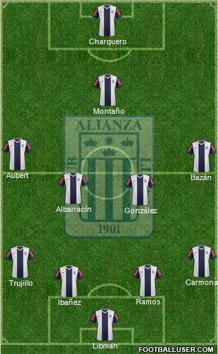 C Alianza Lima 4-5-1 football formation