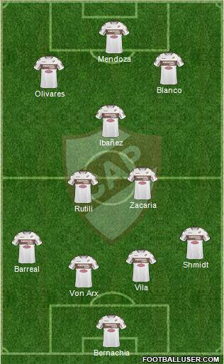 Platense 4-2-1-3 football formation