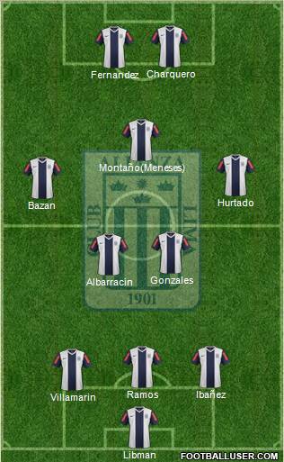 C Alianza Lima 3-4-1-2 football formation