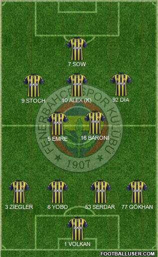 Fenerbahçe SK Formation 2012