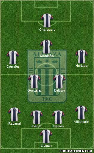 C Alianza Lima 4-2-3-1 football formation