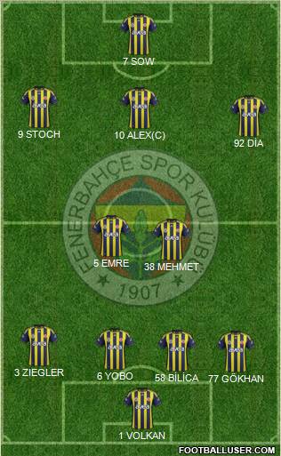 Fenerbahçe SK Formation 2012