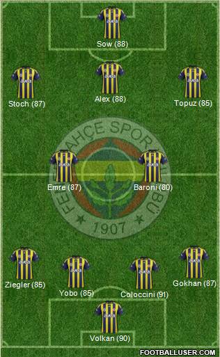 Fenerbahçe SK Formation 2012