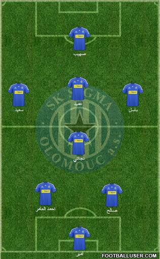 Sigma Olomouc 4-5-1 football formation