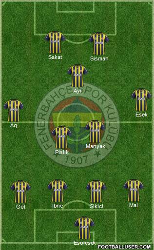 Fenerbahçe SK Formation 2012