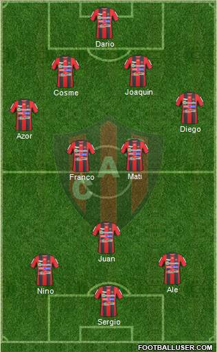 Patronato de Paraná 3-4-2-1 football formation