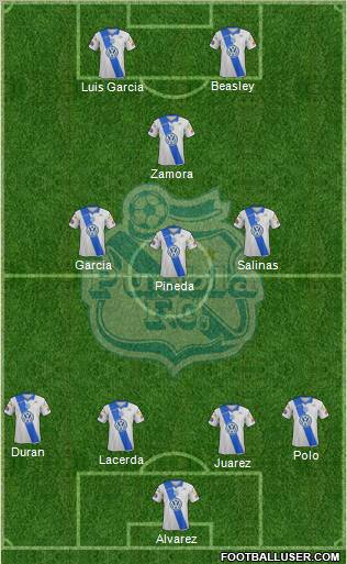 Club Puebla de la Franja 4-3-1-2 football formation