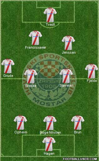 HSK Zrinjski Mostar football formation