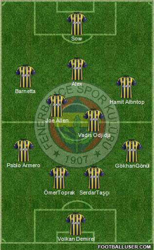 Fenerbahçe SK Formation 2012