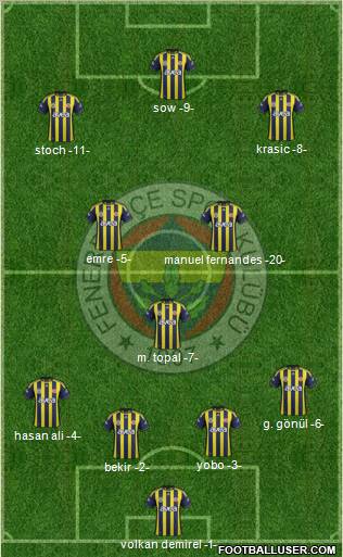Fenerbahçe SK Formation 2012