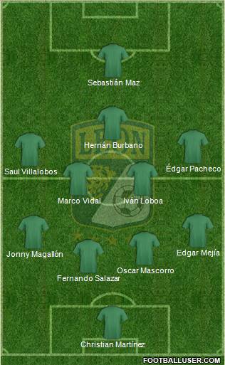 Club Deportivo León 4-4-2 football formation