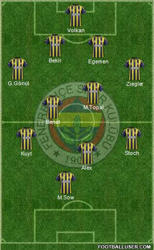 Fenerbahçe SK Formation 2012