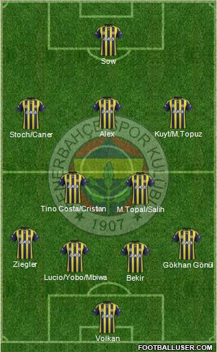 Fenerbahçe SK Formation 2012